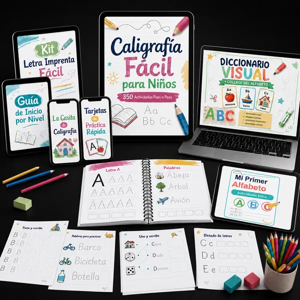 Mockup de la oferta Caligrafía Fácil para Niños